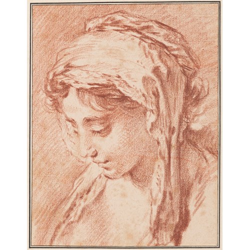 The Head of a Young Woman with a Headscarf, Looking Down to the Left